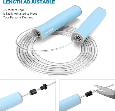 1-LB Weighted Skipping Rope Comfort Grips | Speed Jump Rope w Ball Bearings