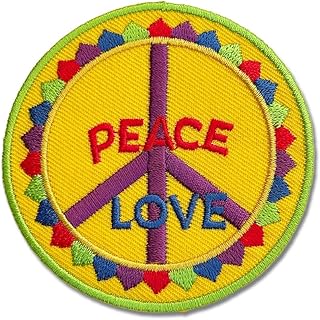 ワッペン 大きい メッセージ ピースマーク PEACE LOVE PK YE ピンク イエロー 英単語 英語 アメリカ アメリカン リメイク デコ アップリケ 刺繍 アイロン 手芸 入園 入園準備 保育園 幼稚園 (【2】ピースマーク&LOVE(YE))