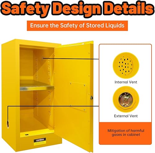Miniatura 5 de esafio Gabinete de seguridad inflamable, gabinete de almacenamiento inflamable grueso de acero galvanizado, gabinete a prueba de explosiones,