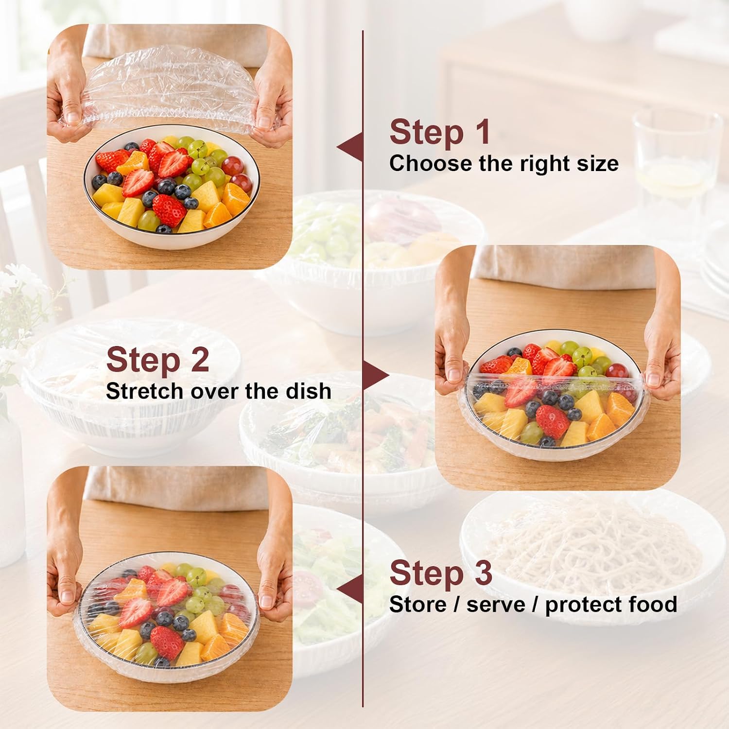 300 PCS Reusable Elastic Plastic Bowl Covers for Bread Proofing, Food Covers for Bowls, Plates and Proofing Baskets, Sourdough Bowl Covers, BPA-Free Food Storage Covers for Leftovers