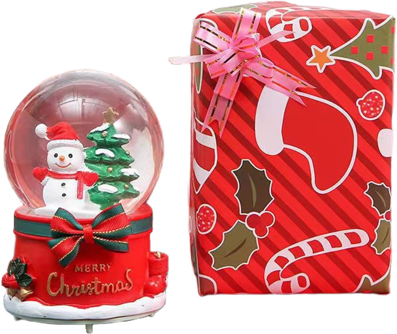Musical Crystal Ball Snowman Ornamentation Music Box with LED Light and Classical Christmas Melodies Resin Art Work Musical Snowman for Elderly