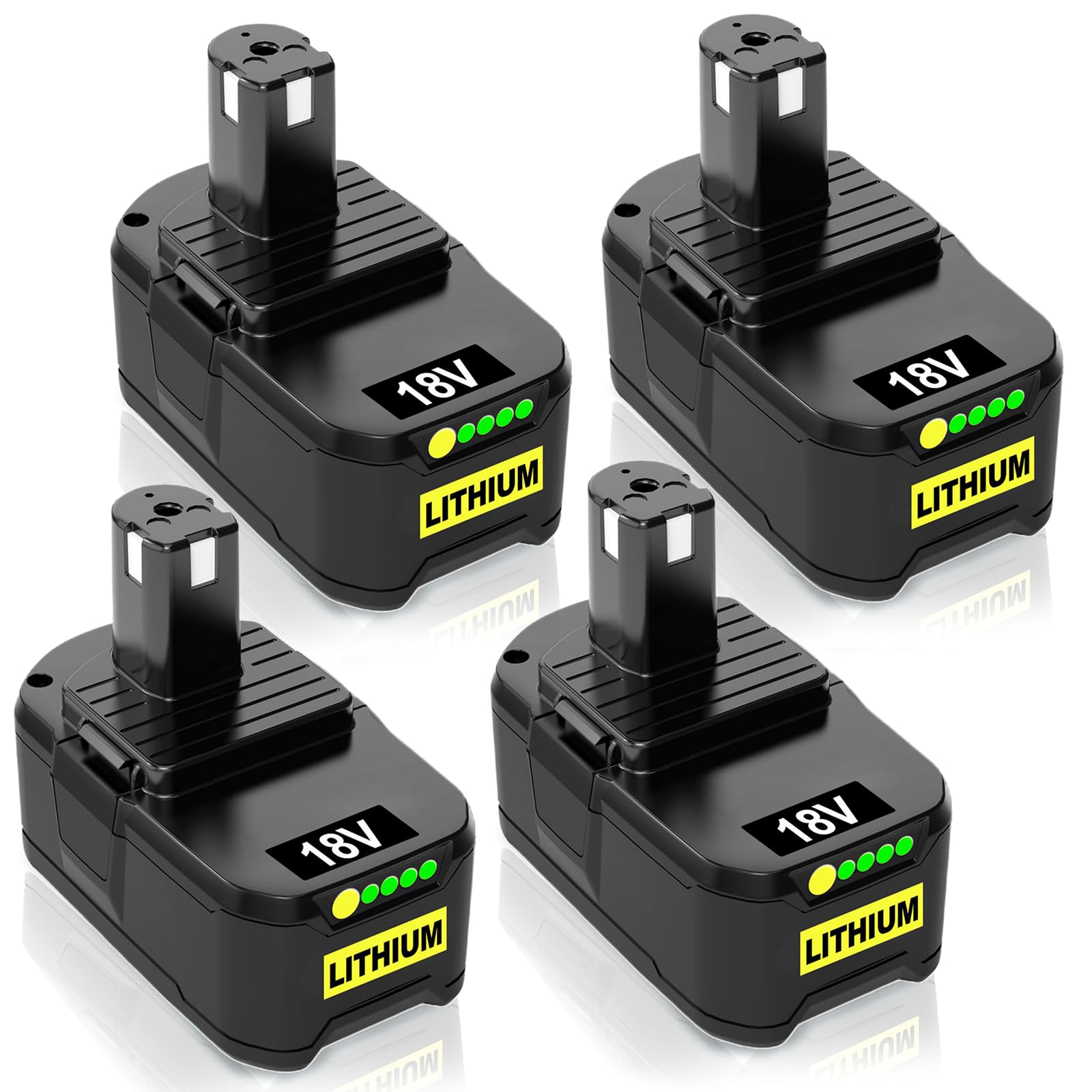 9000mAh Replacement for Ryobi Battery 18v 4Pack P108 Battery 9.0Ah Lithium Ion Compatible for Ryobi P108 P107 P105 P104 P103 P102 RB18L25 P108 RB18L15 RB18L13 RB18L40X RB18L50 with LED Indicator