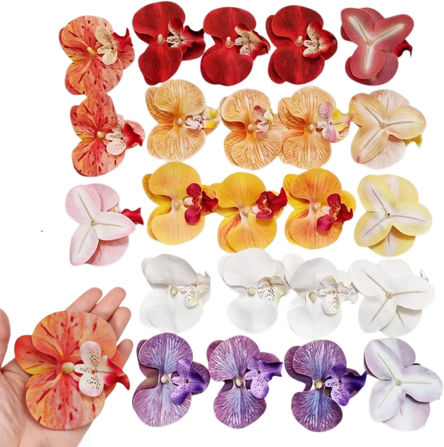 XZJMY Künstliche Orchideenblüten, 6 Farben, 8,9 cm, 24 Stück