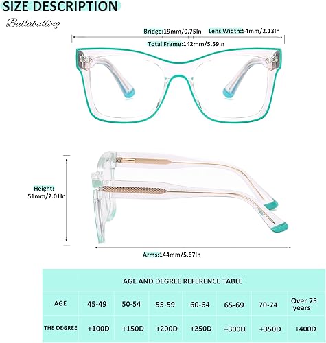 Miniatura 4 de bullabulling Paquete de 3 lentes de lectura estilo Oprah para mujer, bloqueo de luz azul, lectores cuadrados para computadora con bisagra de resorte