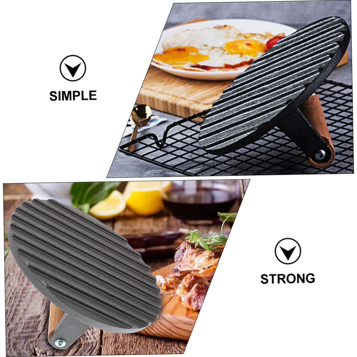 SUPVOX Pressa per Carne in Ghisa Pressa per Bistecche Utensil Cucina per Preparare Hamburger Uniformi Facil Usare Pulire