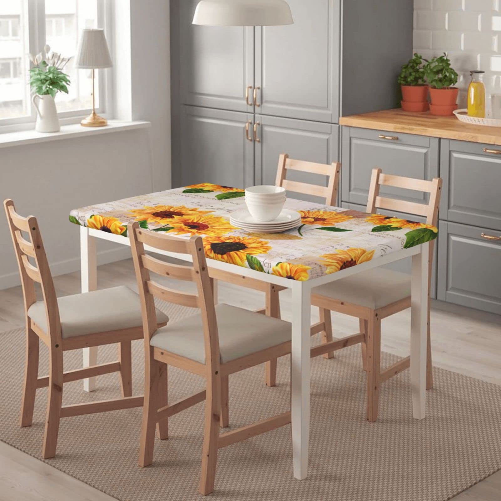 Nappe de pique-nique rectangulaire, nappe en vinyle élastique et imperméable pour table à carreaux de buffle avec dos en flanelle pour salle à manger, camping, extérieur