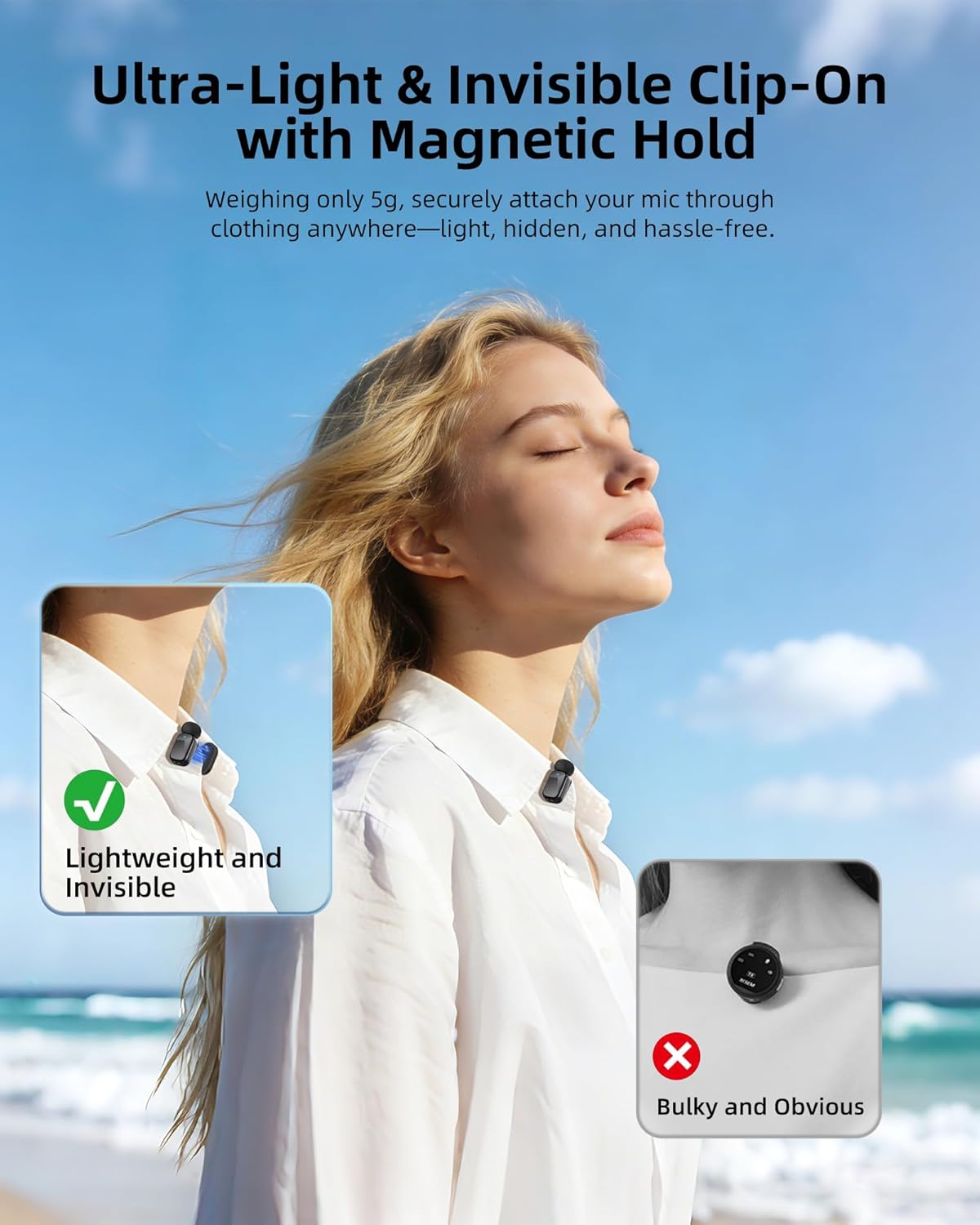 Mini Wireless Lavalier Microphone for iPhone Android Camera, Dual Channel Wireless Microphones with AI Noise Cancellation, 328ft Range, 36H Battery Case, Type-C, Lightning & USB Plug & Play - Image 7