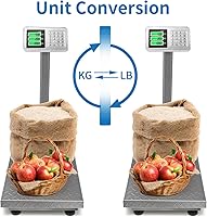 Vista 3 de TUFFIOM Báscula electrónica de plataforma comercial industrial de 661 libras, pantalla LCD de alta definición de acero inoxidable, piso digital