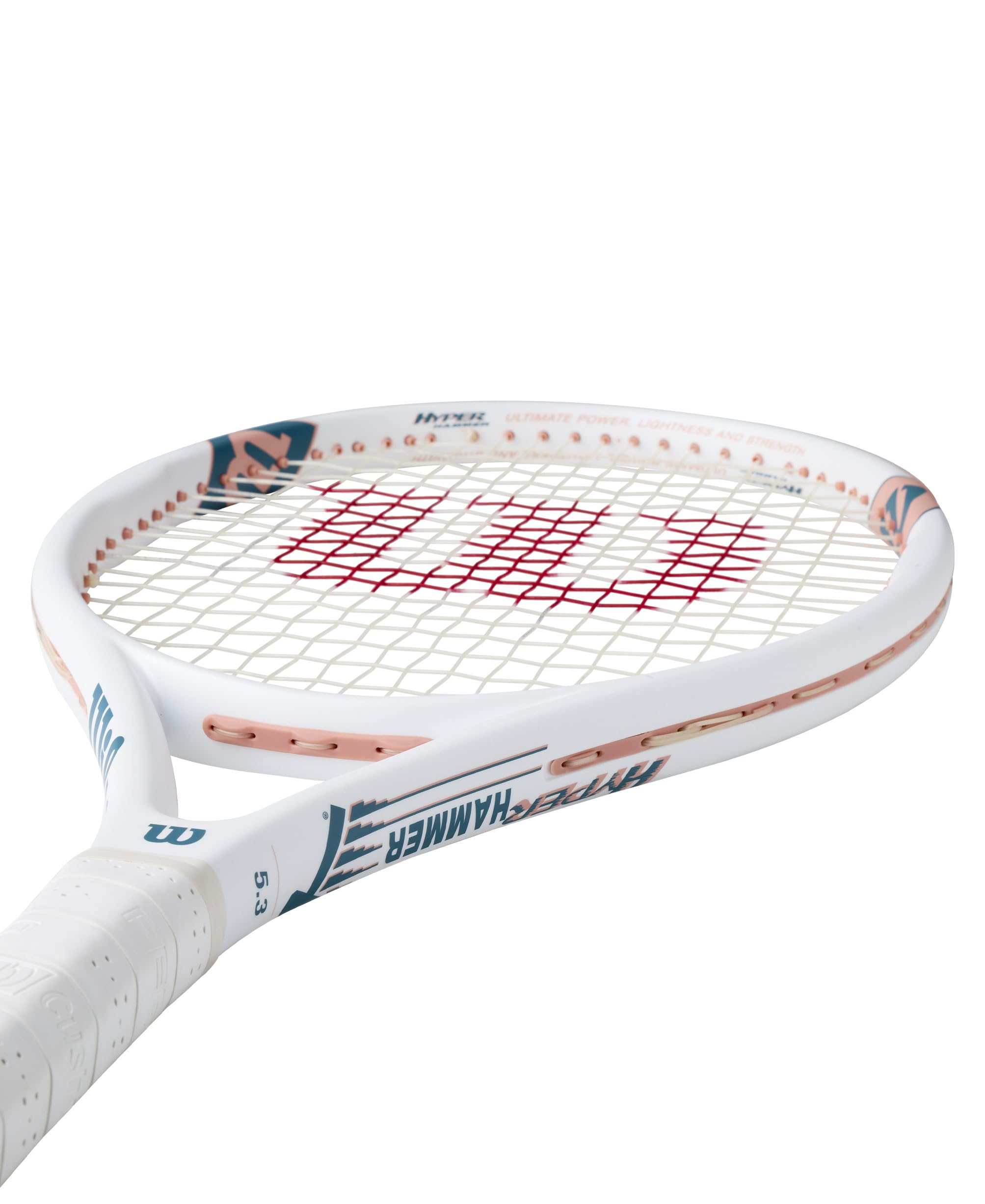 Wilson Hyper Hammer 5.3 Tennis Racket - White/Rose, Grip Size 2-4