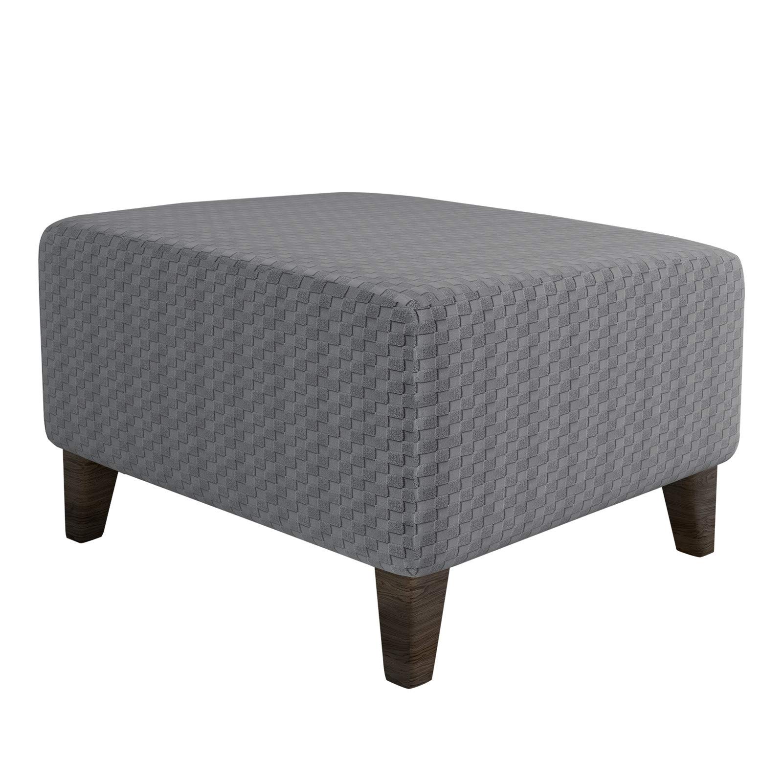 Xjhkg Grey Foot Stool Cover Rectangle, Machine Washable Stretch Jacquard Storage Ottoman Foot Rest Cover Sofa Furniture Protector Slipcover (Gray,Small)