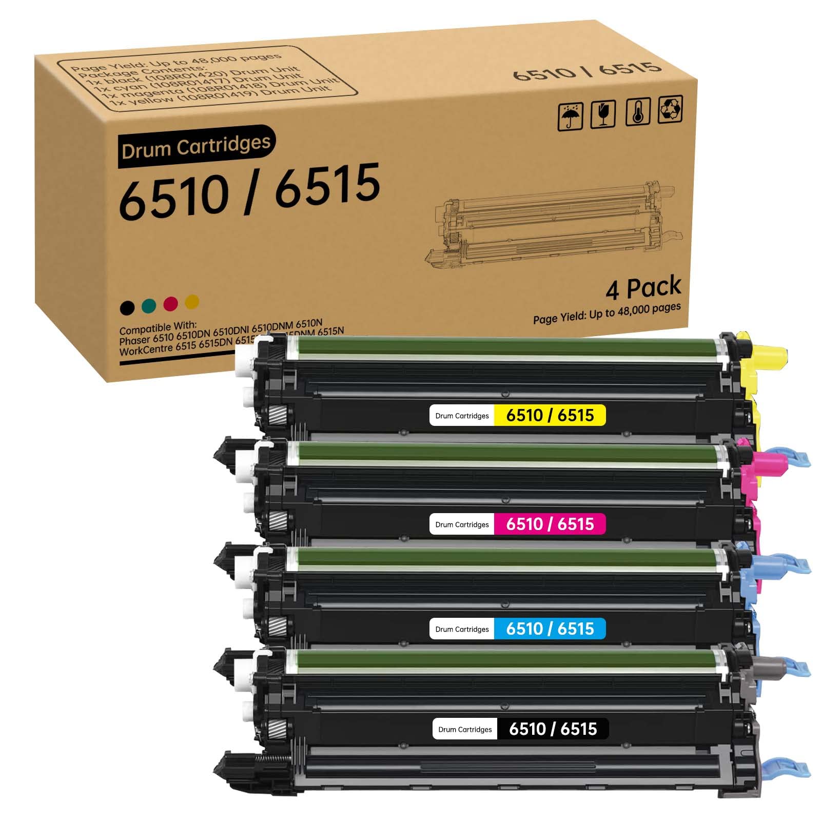 Phaser 6510 WorkCentre 6515 Drum Unit Replacement for Xerox 108R01420 108R01419 108R01417 108R01418 Drum Cartridge for Xerox Phaser 6510DN 6510DNI 6510DNM 6510N WorkCentre 6515DN 6515DNI 6515DNM 6515N