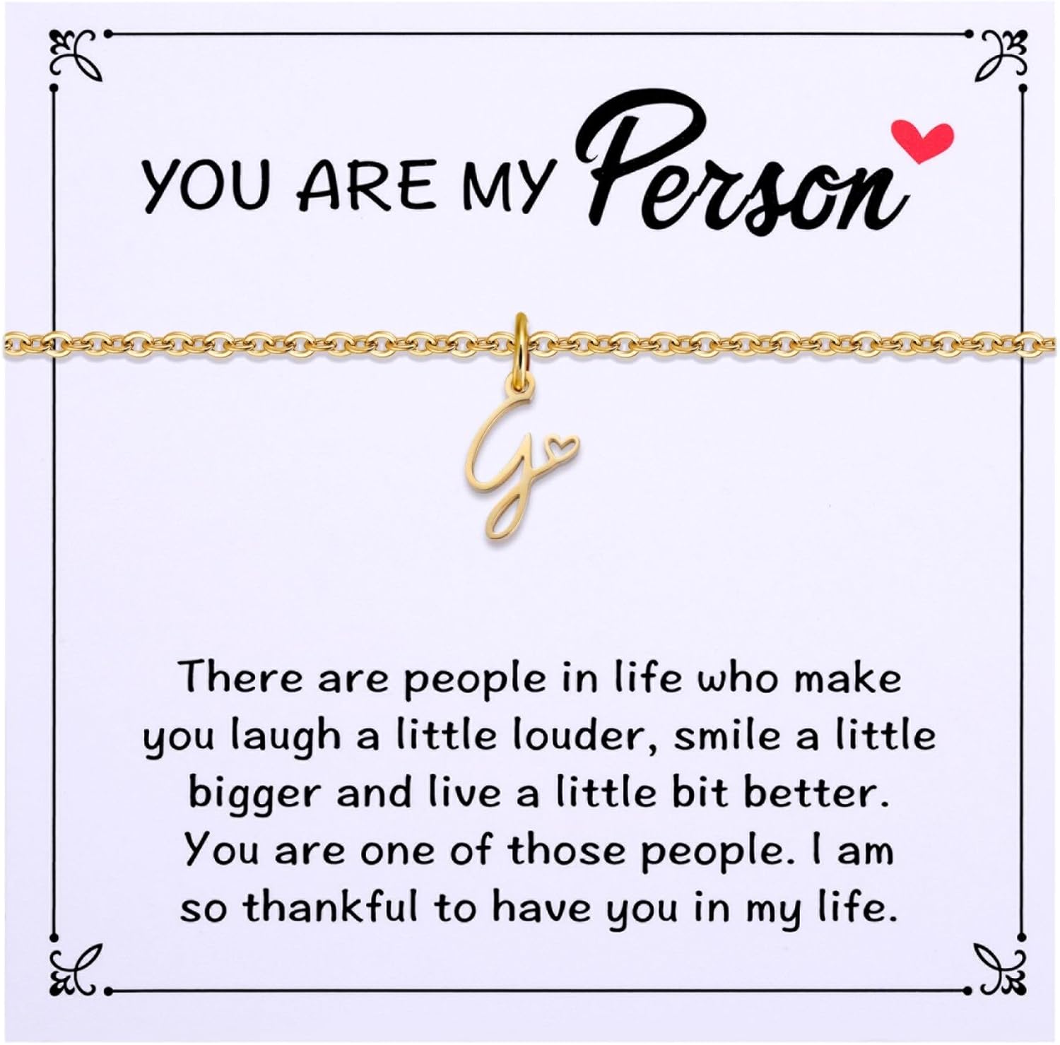 Aesnefe Personalized Initial Necklace - You Are My Person - Best Friend & Close Friend Gift - Birthday Christmas Jewelry Gift for Her, Sister, Friend, or Wife