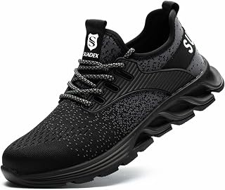 Steel Toe Shoes for Men Women Indestructible Safety Work Tennis Shoes Lightweight Comfortable Slip Resistant Breathable Construction Composite Toe Sneakers