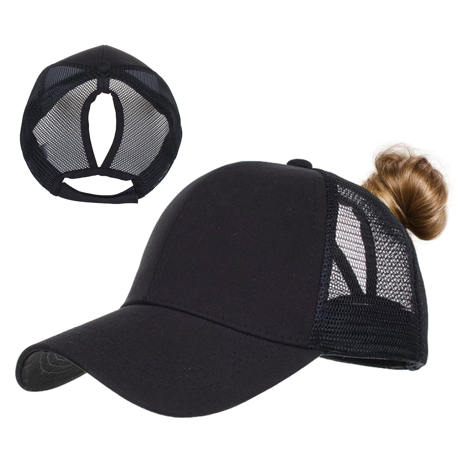 TMEOG Baseball Cap Women's Baseball Cap Women Cap with Mesh Ponytail Cap with Hole for Braid Baseball Cap Summer Cap Plain Colours Sports Cap Breathable