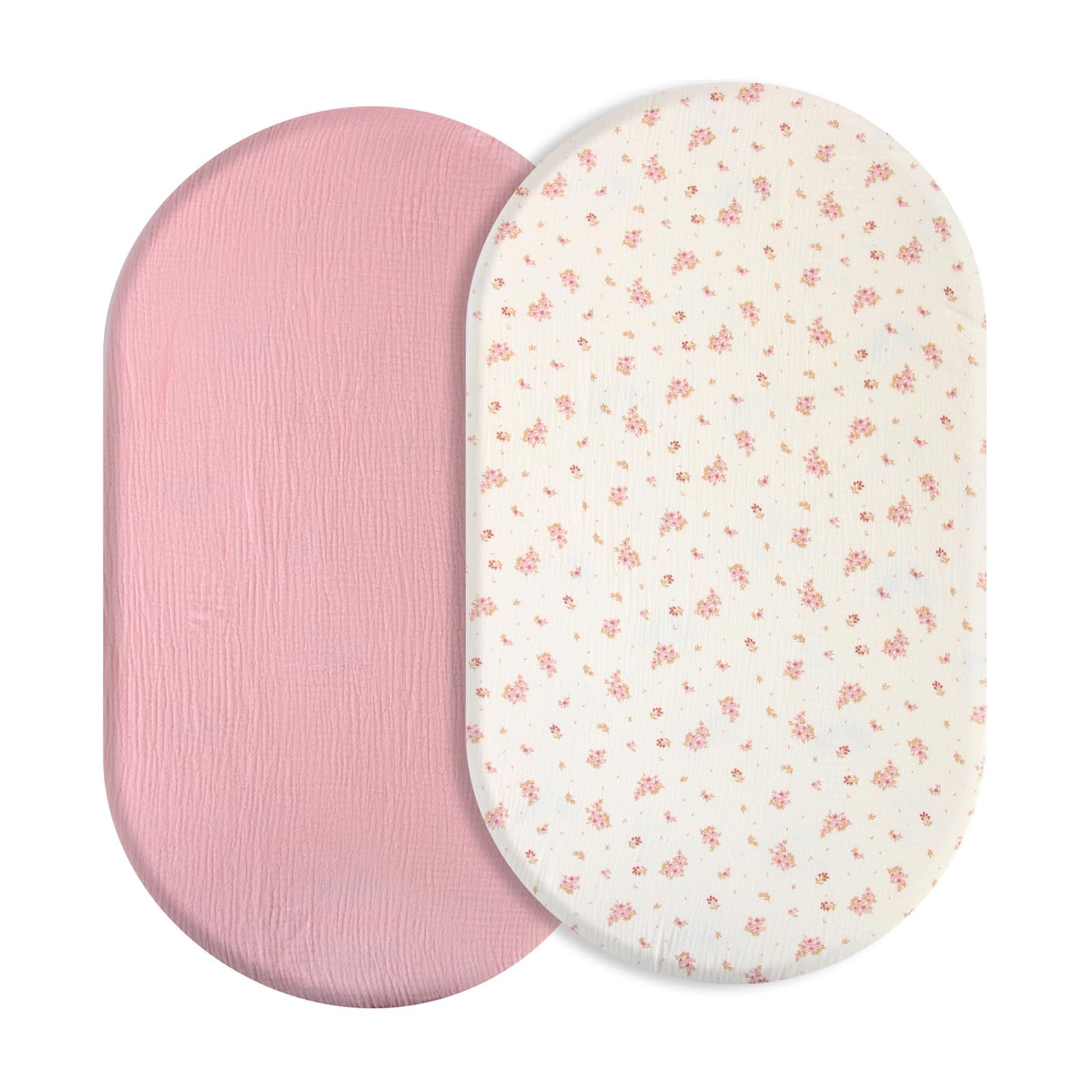 2 Pack Fitted Muslin Bassinet Sheets Moses Basket Bassinet Cover for Stroller Crib Pram Baby