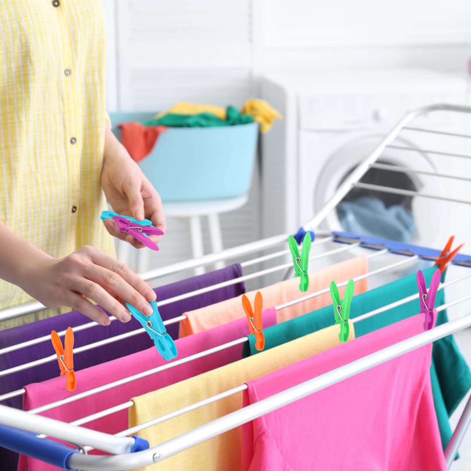 60 Pinces à Linge Zeawavsl Antidérapantes - Multicolores - Forte Adhérence - Pour Linge Lourd