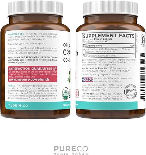 Miniatura 9 de Píldoras orgánicas de arándano – Concentrado 50:1 equivale a 25,000 mg de arándanos frescos (veganos) para la salud del tracto urinario