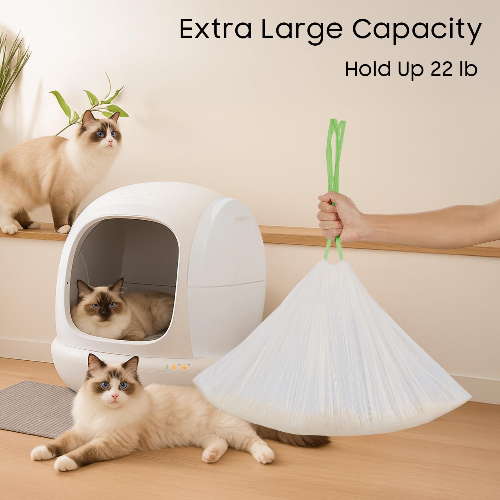 90 Tear-free Count Cat litter bags Liners Only Compatible with MW-SC01 MW-SC02 MeoW Self-cleaning Cat Litter Box,Leak-proof 18" x 12.6" - image 5