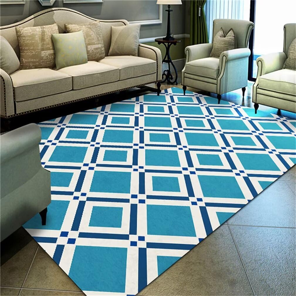 Tapis de chambre ado bleu 120x120 pour un espace moderne et chaleureux