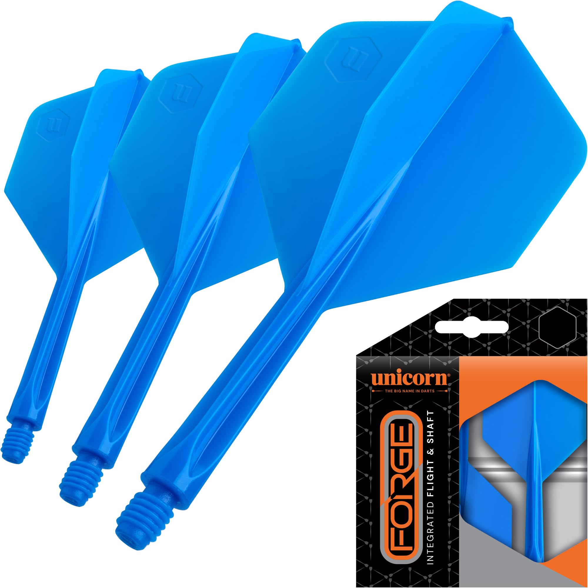 Unicorn Forge Integrated Dart Flights & Shafts - Long Length One Piece System for Maximum Stability, Smoother Trajectory & Improved Accuracy - Durable Integrated Design - Blue