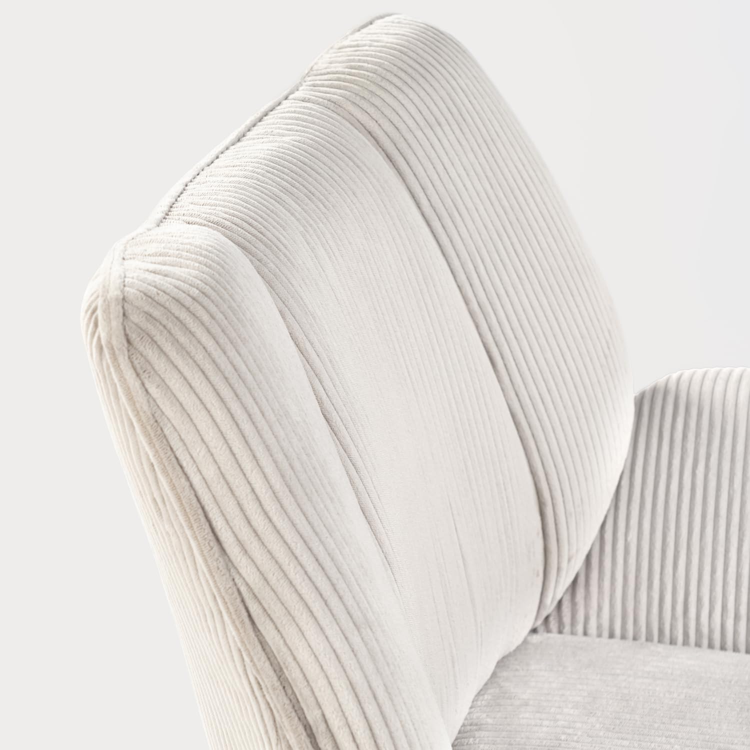 MEUBLE COSY Fotel tapicerowany obrotowy fotel do salonu sypialni biura fotel relaksacyjny z grubym siedziskiem i podłokietnikami z aksamitu żebrowanego szarobrązowego