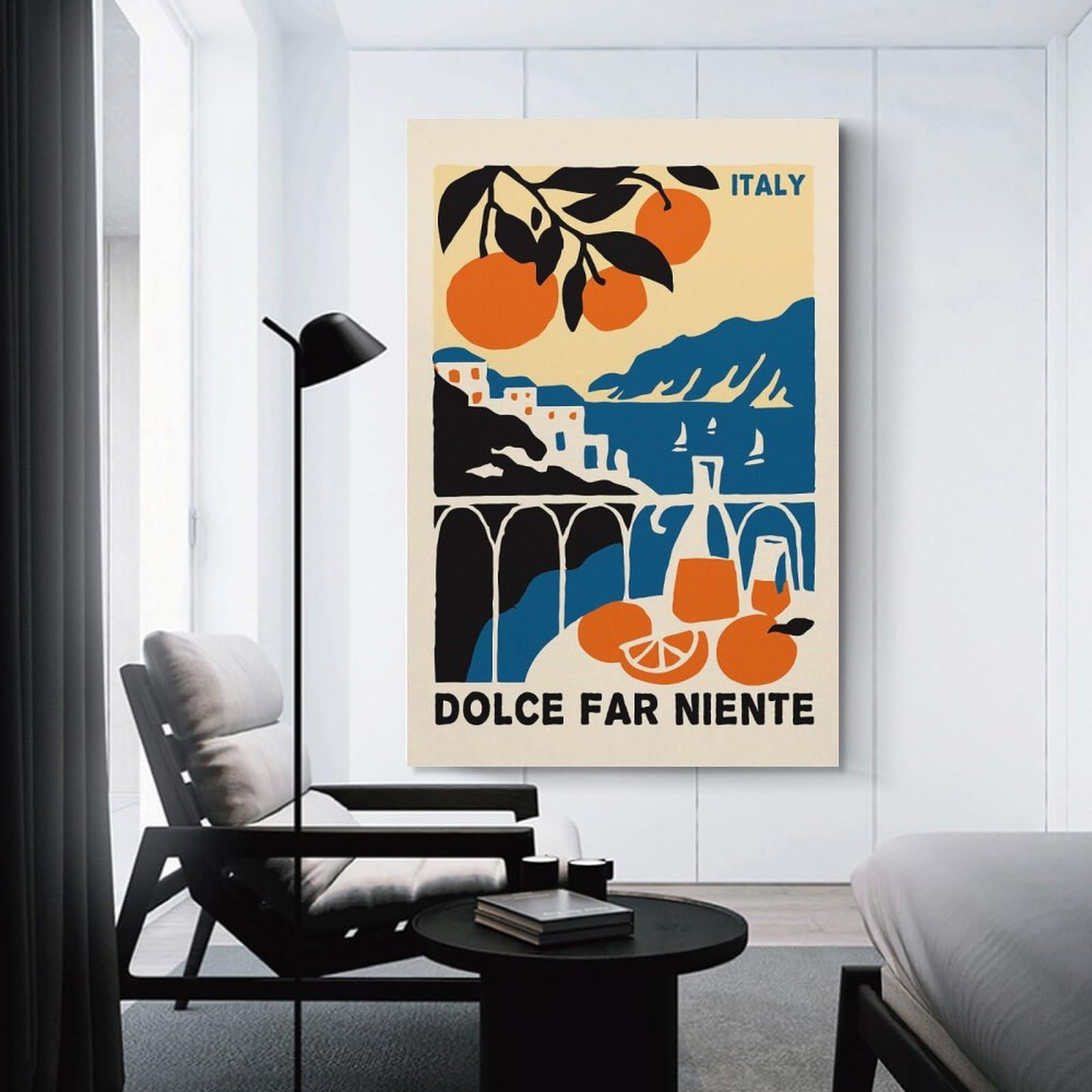 Junmoney Decorative Wall Artwork Italy Dolce Far Niente Art Print, 24x36inch(60x90cm), for Living Room, Lounge Or Sitting Room, Modern Wall Decor for Cosy Interiors