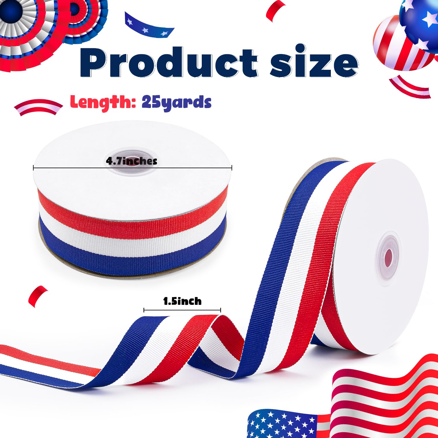 Snapklik.com : Red White And Blue Ribbon Patriotic Ribbon 1.5 Inch X ...