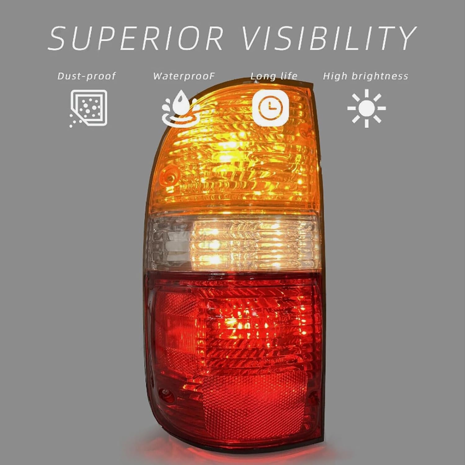 Rear Bumper Tail Lights Fit for 2001-2004 Toyota Tacoma LH+RH Replacement Red Brake Lamps