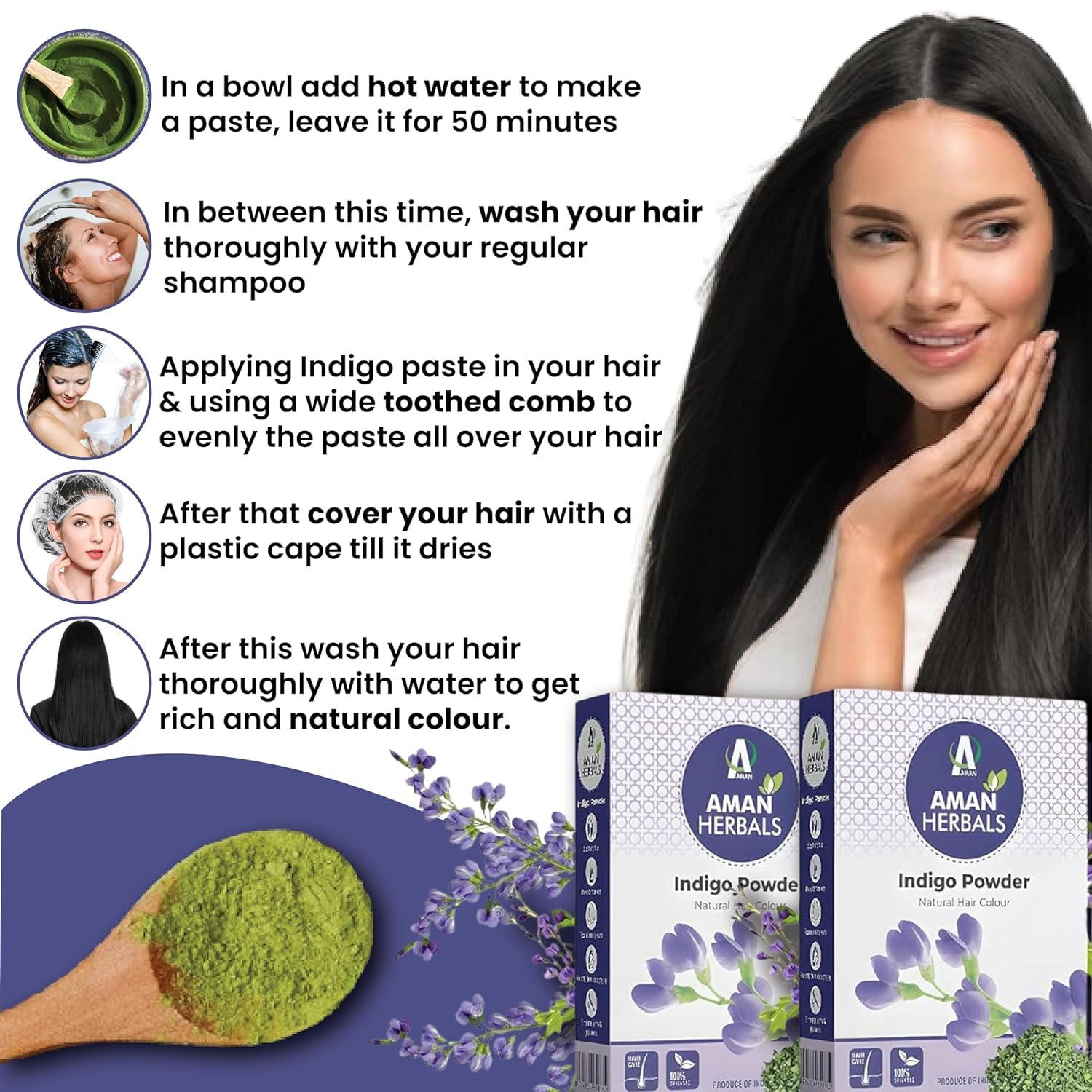 Organic and Herbal Indigo Powder, for Natural Hair Coloring, Arrests Early Greying & Protects hair from Damage (100 gm pack of 1))