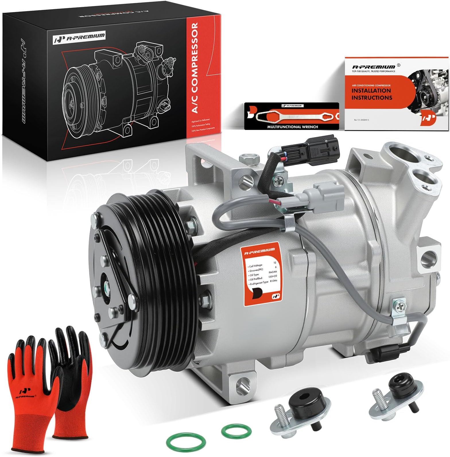 Air Conditioner AC Compressor with Clutch Compatible with Nissan Sentra 2013-2019 1.6L 1.8L, with 6ZSE Compressor, with 6-Groove Pulley