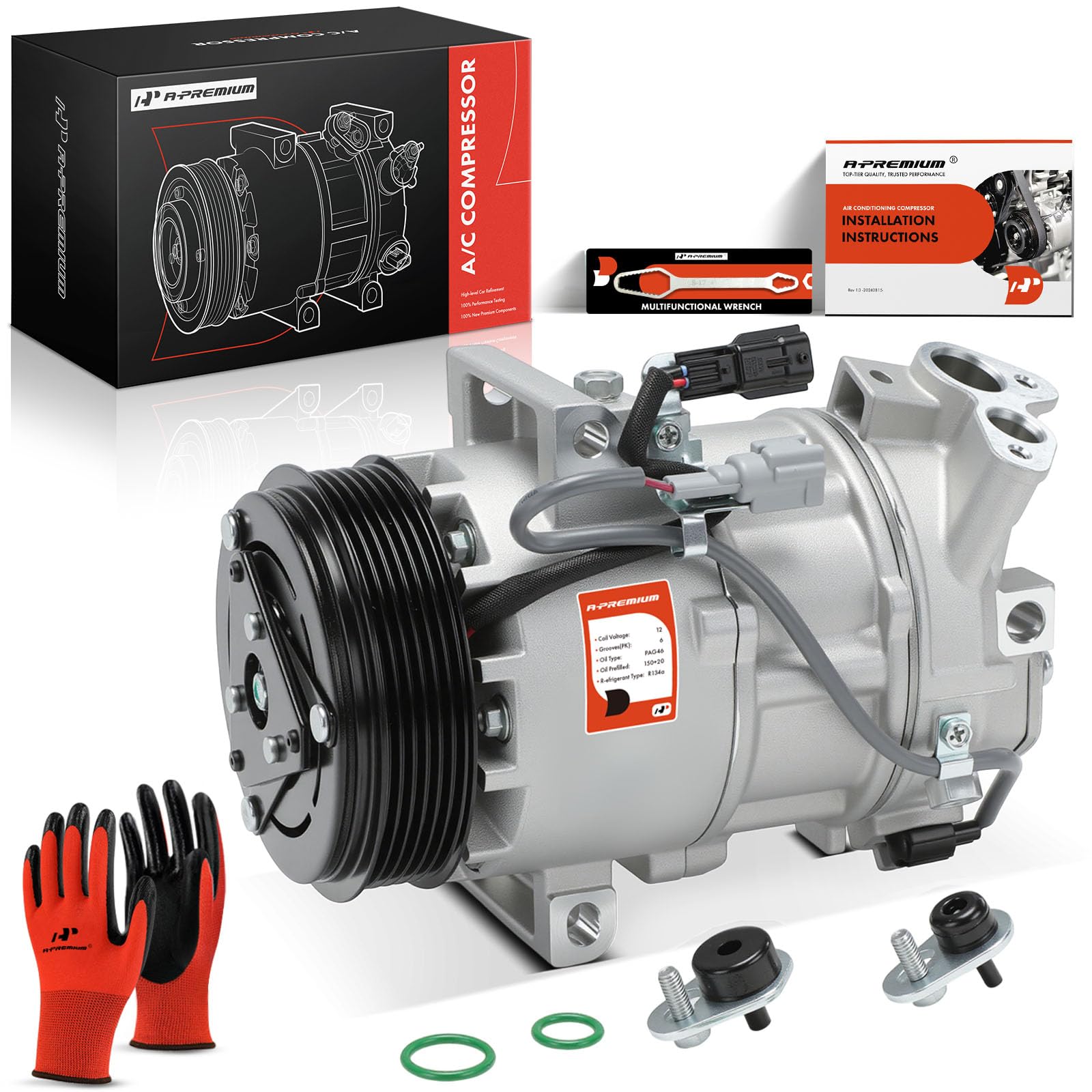 A-Premium Air Conditioner AC Compressor with Clutch Compatible with Nissan Sentra 2013-2019 1.6L 1.8L