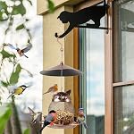 LBTING Bird Feeder for Outdoor, Squirrel Proof Metal Wild Bird Feeder Decoration for Hanging Outside Garden Yard, Cute Cat-Shaped
