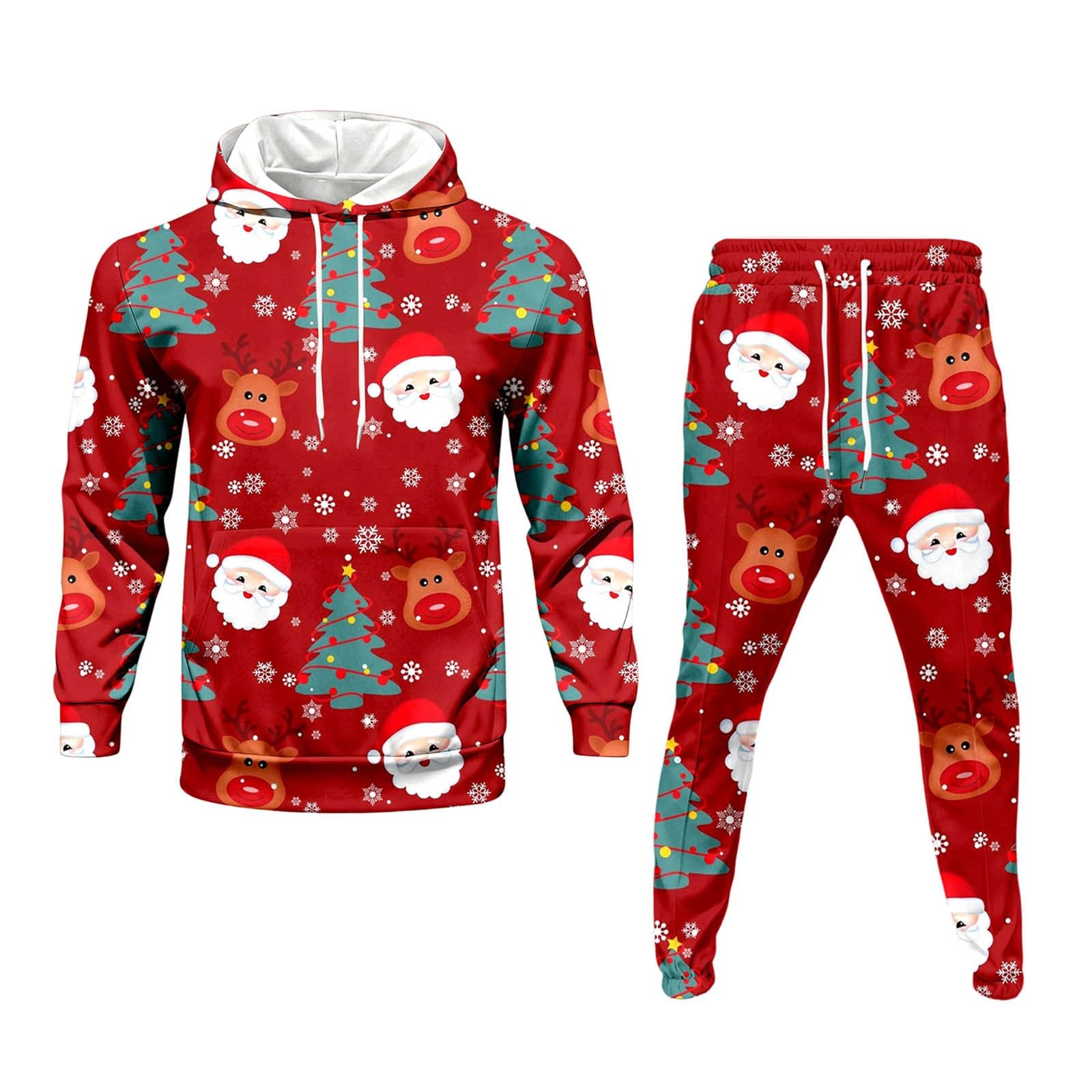 Weihnachtsanzug Herren 2-Teilig Weihnachts Jogginganzug Tracksuit Set
