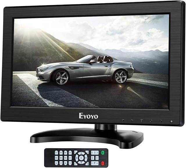 Eyoyo 12" Inch TFT LCD Monitor with AV HDMI BNC VGA Input 1366x768 Portable Mini HD Color Screen Display with Built-in Speaker
