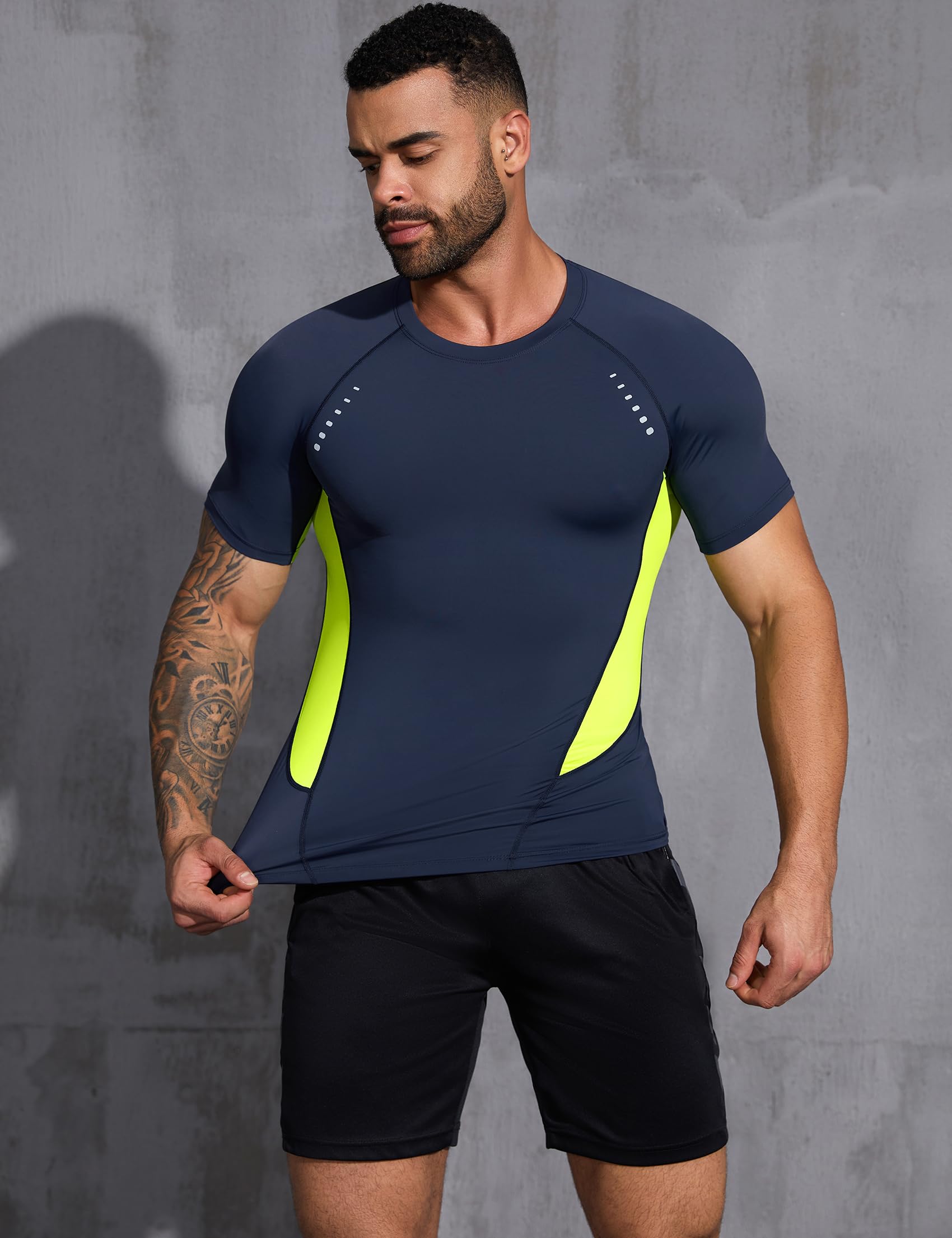 Terecey Maglia a Compressione Uomo a Manica Corta Maglie Tecnica Asciugatura Rapida Maglietta Sportiva Uomo Traspirante Magliette Palestra T-Shirt Running S-XXL