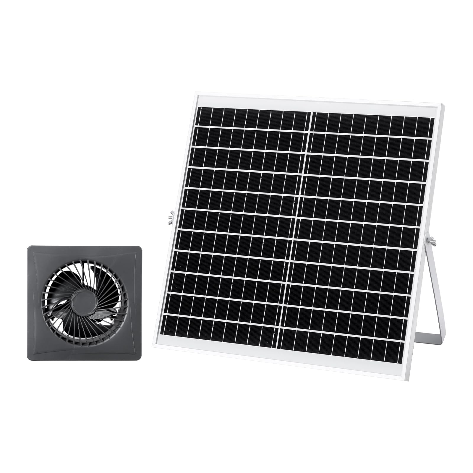 VEVOR Ventilateur Solaire avec Panneau Solaire 20 W et Batterie, Extracteur d'air, Débit d'air 374 m³/h, Angle Réglable, pour Serre, Tente de Culture, Poulailler et Abri, Boîtier en Alliage d'Alu