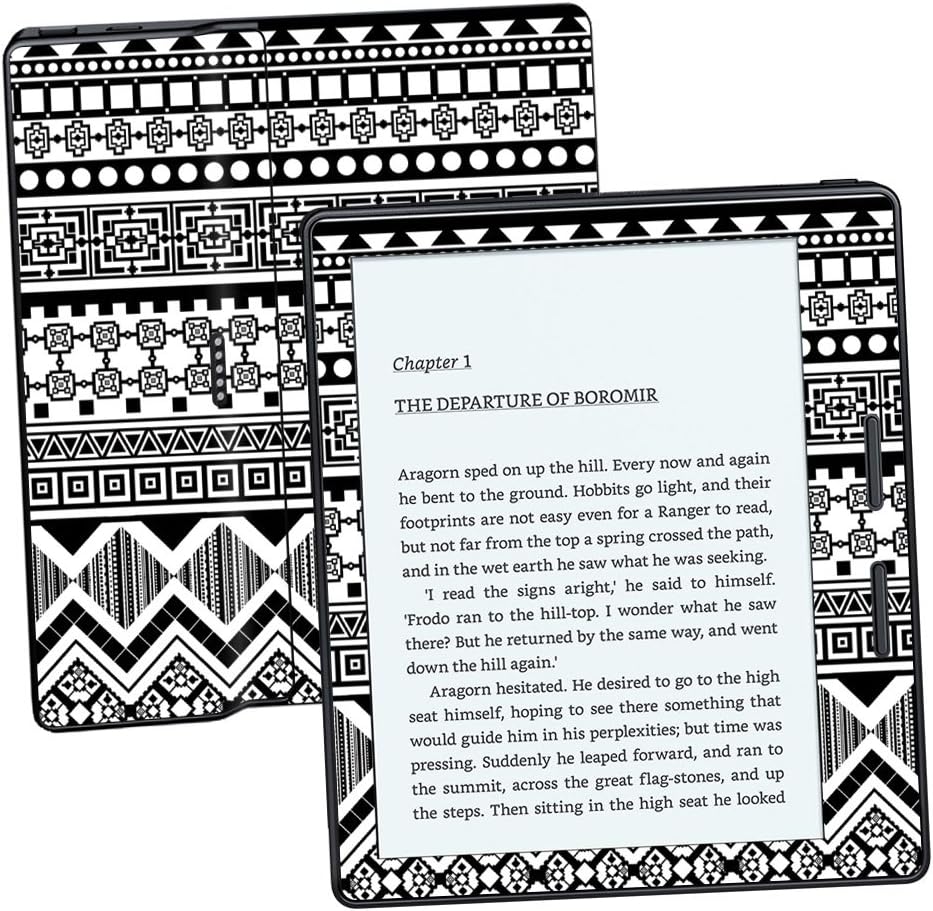 MightySkins Skin Compatible with Amazon Kindle Oasis 6" (8th Gen) - Black Aztec | Protective, Durable, and Unique Vinyl Decal wrap Cover | Easy to Apply, Remove, and Change Styles | Made in The USA