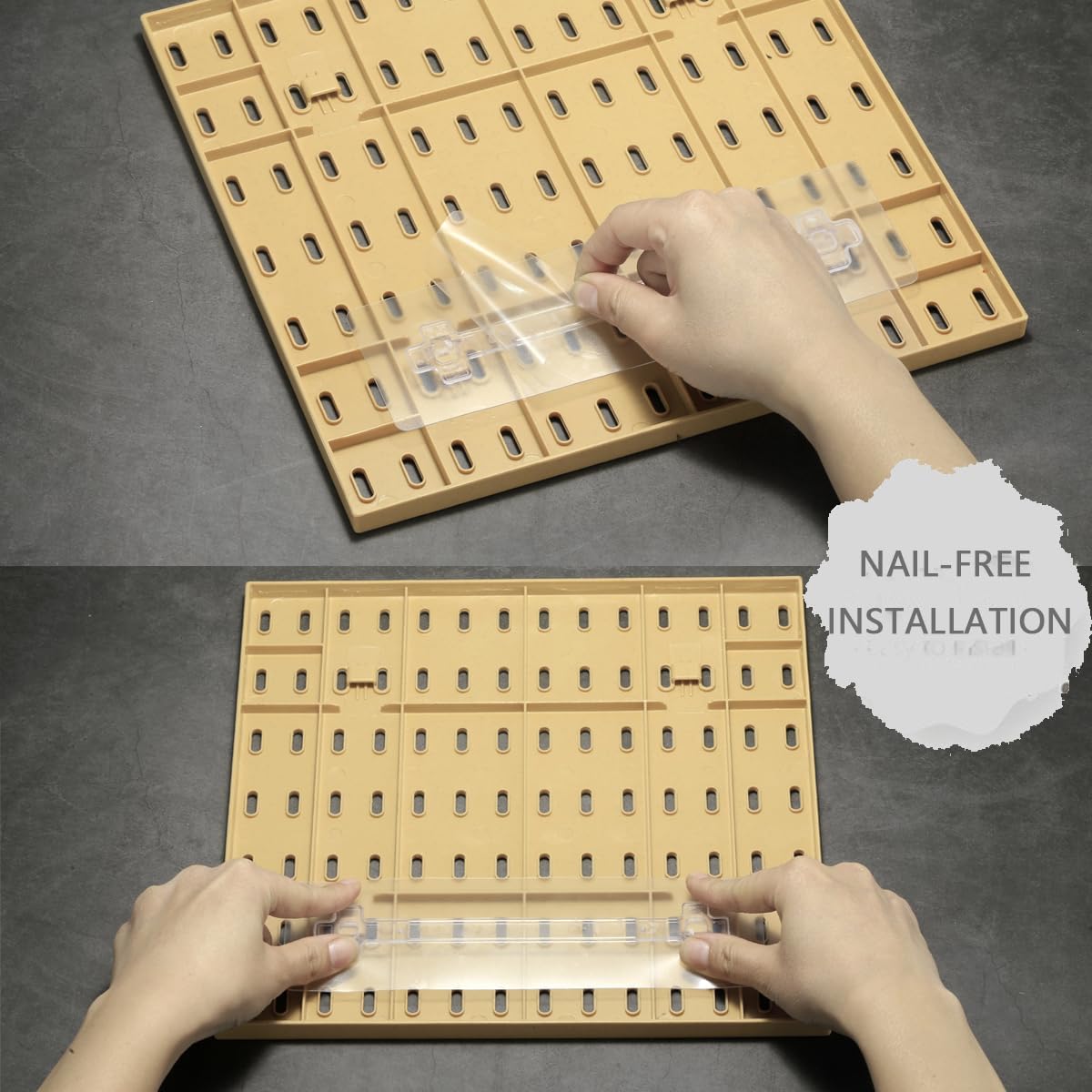 22" x 22" Pegboard Combination Kit, Wall Mounted Storage Set with 4 Pegboards & 14 Accessories Hanging, Woodlike Peg Boards Organizer for Walls Display, Crafts Organization, Kitchen Organizer