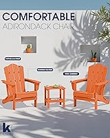 Vista 45 de KINGYES - Silla Adirondack plegable, sillas de patio de polietileno de alta densidad para todo tipo de clima, silla de césped con textura de madera