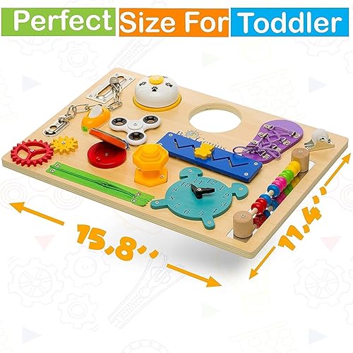 Miniatura 2 de Tabla de actividades para niños pequeños  Montessori Busy Board para 1, 2, 3, 4, 5 y hasta 8 años, libro de tablero sensorial de madera, juguete