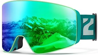 ZIONOR Ski Goggles, X12 100% OTG Snow Goggles Detachable Lens for Men Women Adult
