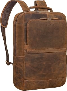 STILORD "Barney" Zaino per Laptop 15,6 pollici in pelle design sportivo zaino con molti scomparti uni zaino studente daypack Colore:calais - marrone