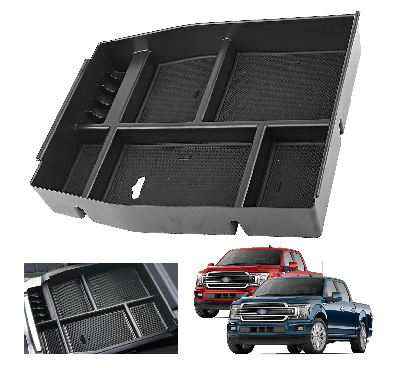 TACOBRO Organizer Divisorio Per Console Centrale Ford F-150 (2015-2020) - Plastica ABS, Solo Sedili A Secchiello