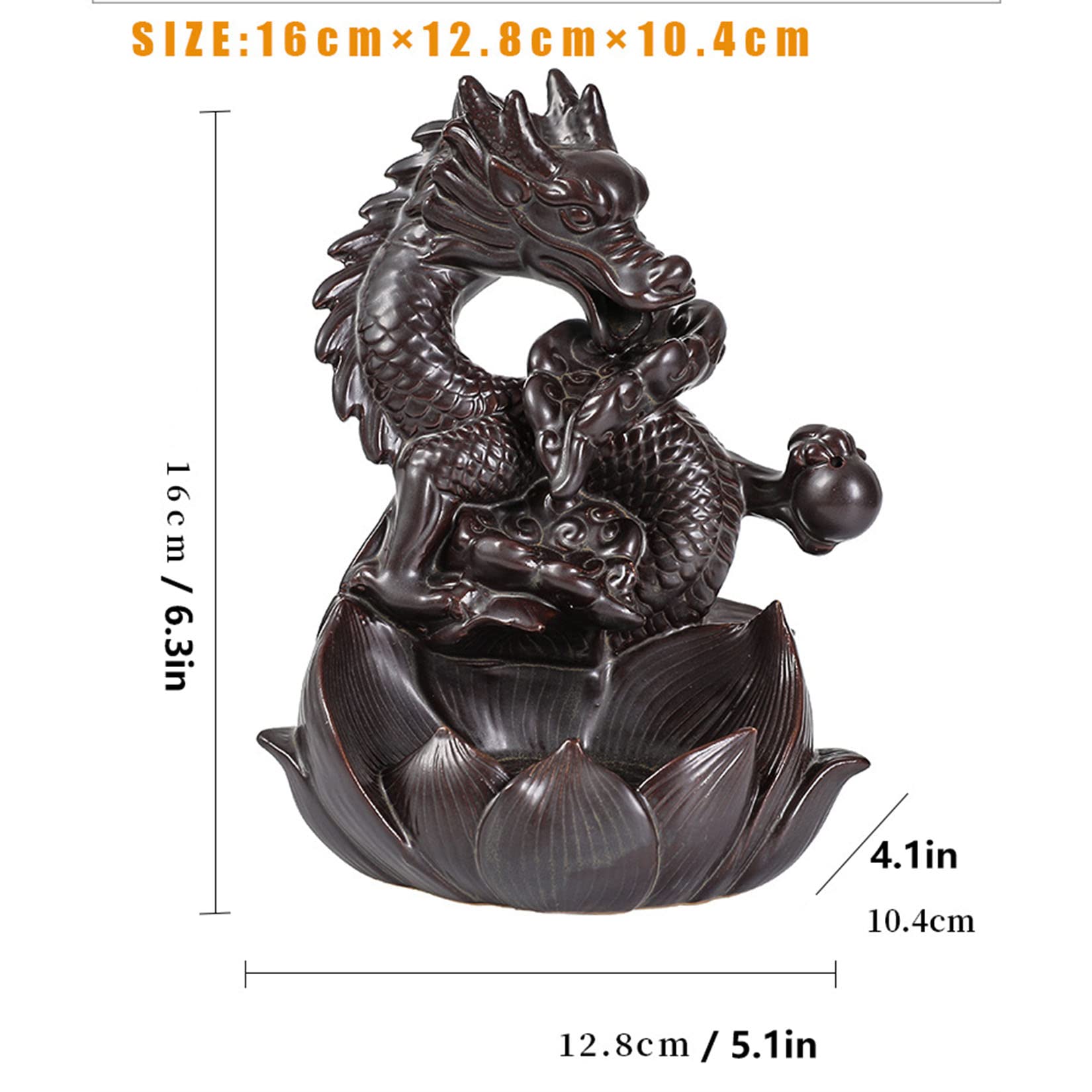 Keramik Wasserfall Räucherstäbchen, Backflow Räucherstäbchen, Räucherstäbchen Halter, Drachen Räucherstäbchen, Räucherstäbchen Sitz Mit 20 Backflow Räucherkegel+30 Räucherstäbchen,Braun