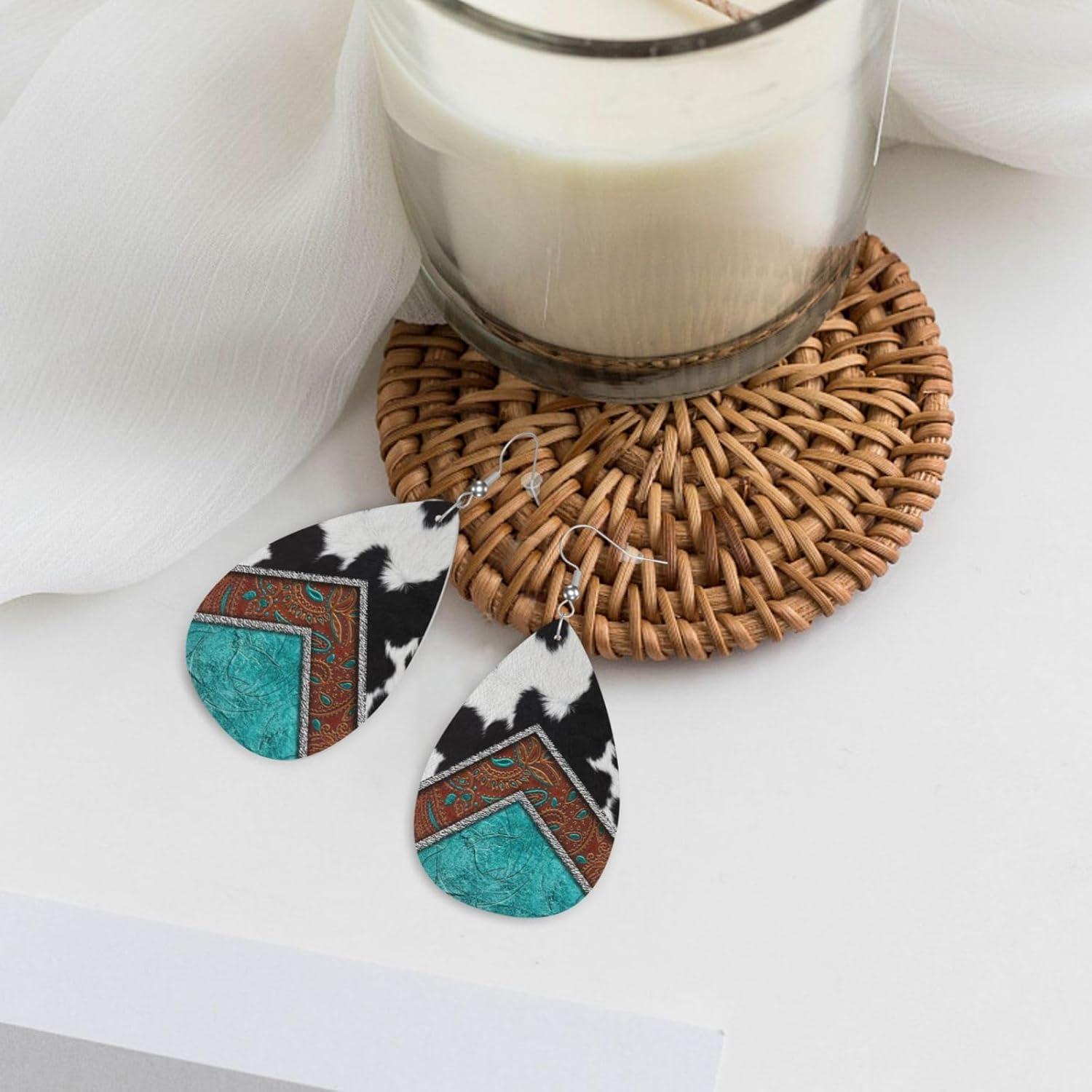 Faux Leather Teardrop Earrings for Women Drop Dangle Earrings - Image 3