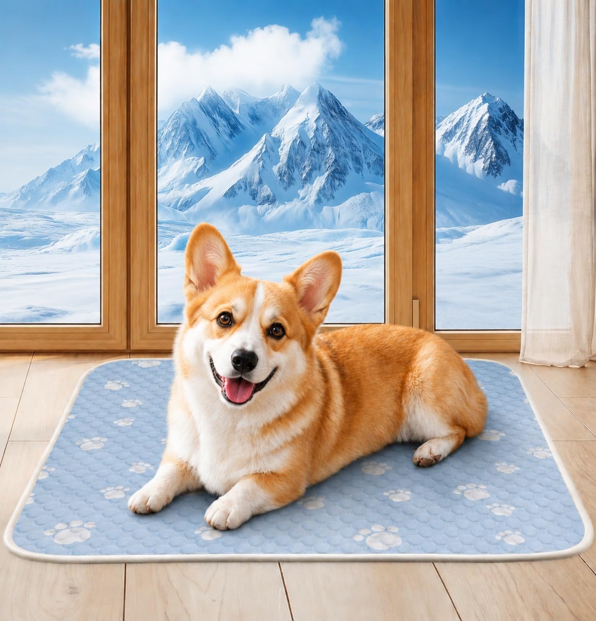 BWX Cooling Mat for Dogs - Easy Clean & Fold Cool Mat for Dogs, Chew Resistant Dog Cooling Pad with Non-Slip Bottom & Chill Soothing Fabric (L/28’‘×40’‘)