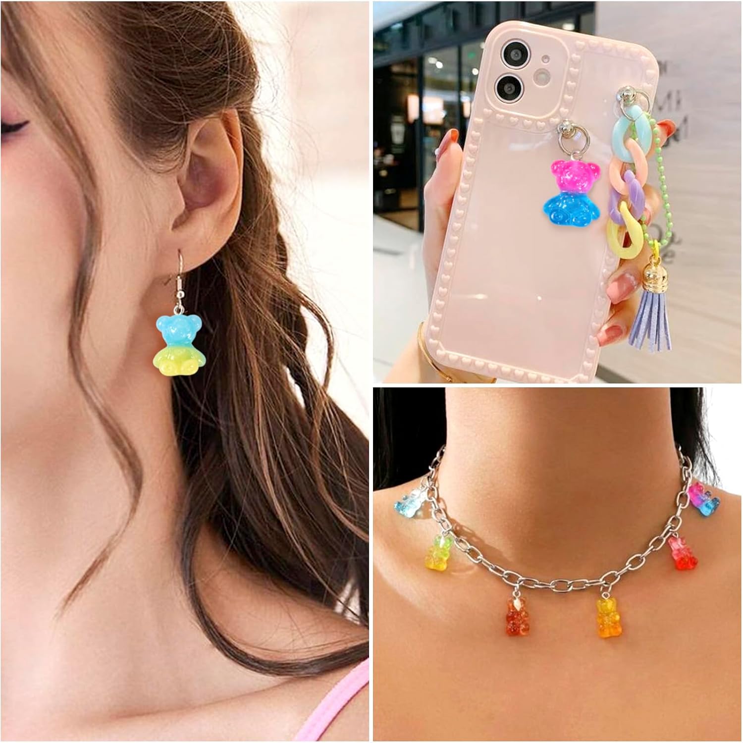 Craftdady Cute Charms Kits Resin Acrylic Bear Mushroom Flower Letter Star Pendants for Girly Crafts DIY Keychains Bracelets Jewelry Making Supplies - Image 4