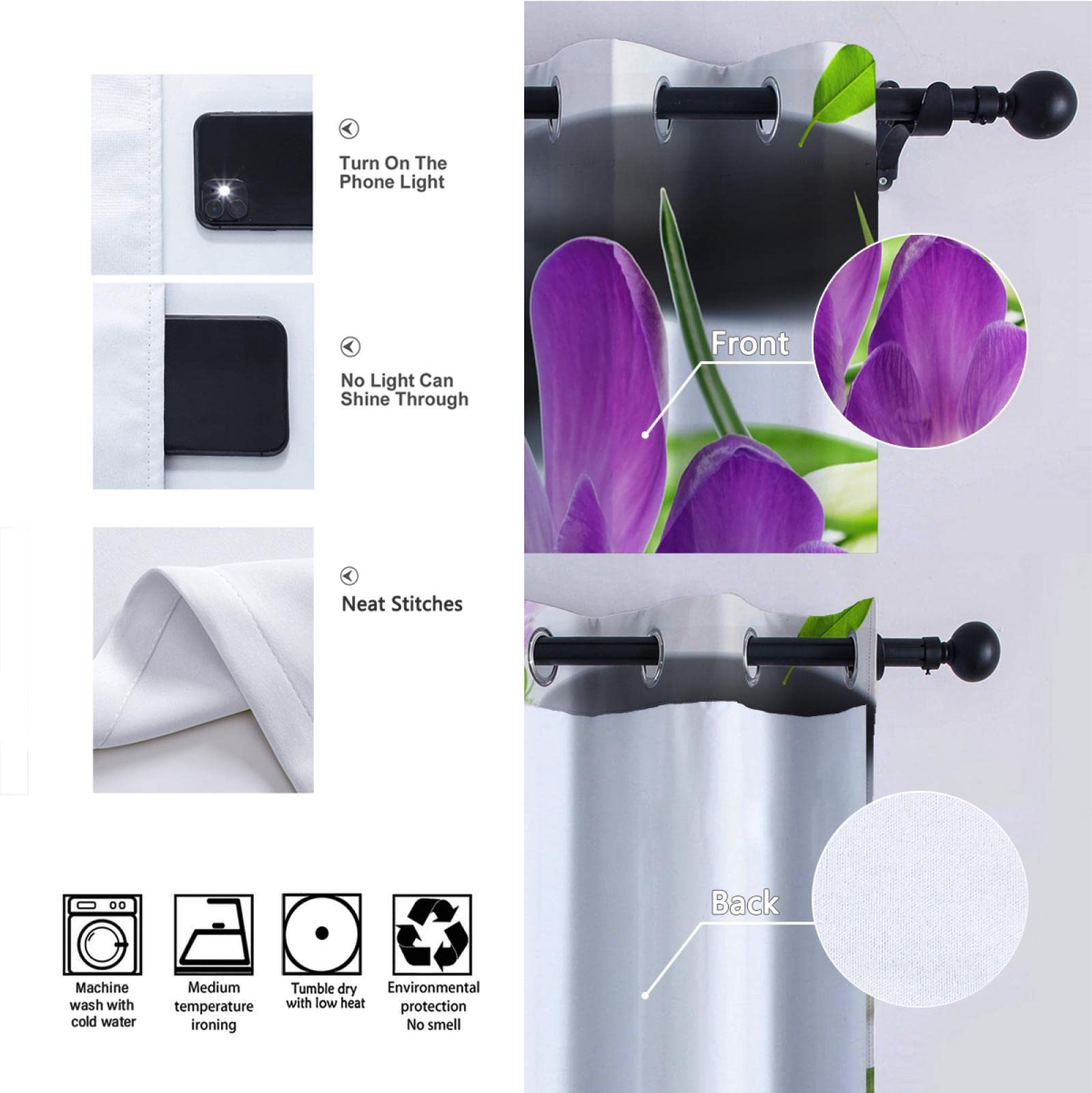 PARREN Moderno Yoga Spa Tende Oscuranti Fiore Viola Zen Pietra Stampa Pannelli Per Tende Per Camera Da Letto Soggiorno Cucina Patio Passacavo Top 2 PZ 160x245 cm