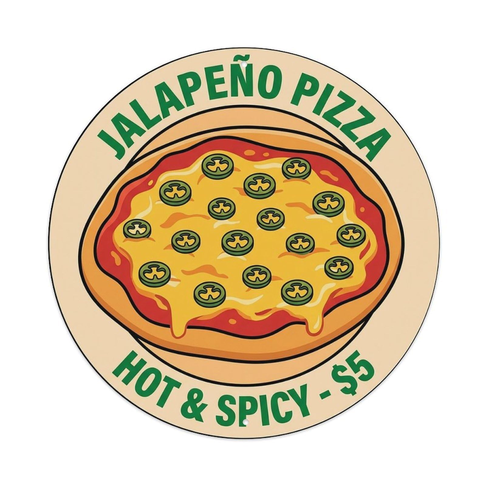 Cwbufd Vintage Style Vintage Pizza Slice Italian Traditional Cuisine Jalapeno Vintage Metal Tin Sign Plaque Wall Decor For Cafe, Club Bar, Office, Garden Metal Poster 8X8inch