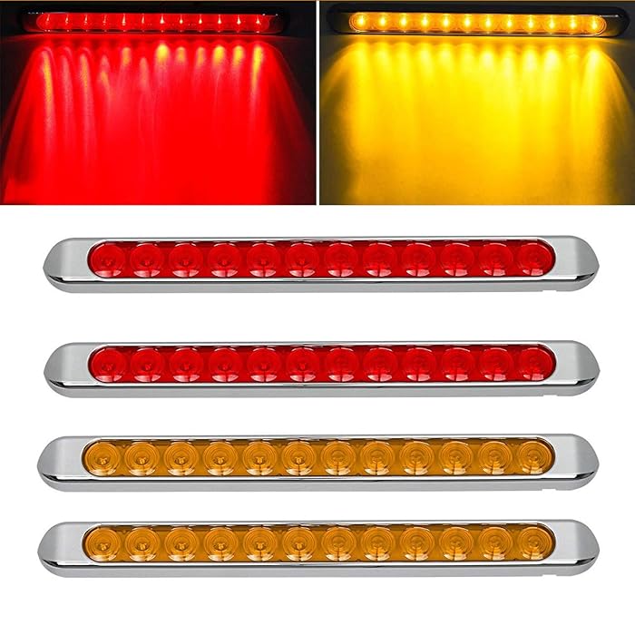 Buy Partsam 4pcs 17" Inch Led Trailer Light Bar 12LED Stop Turn Signal